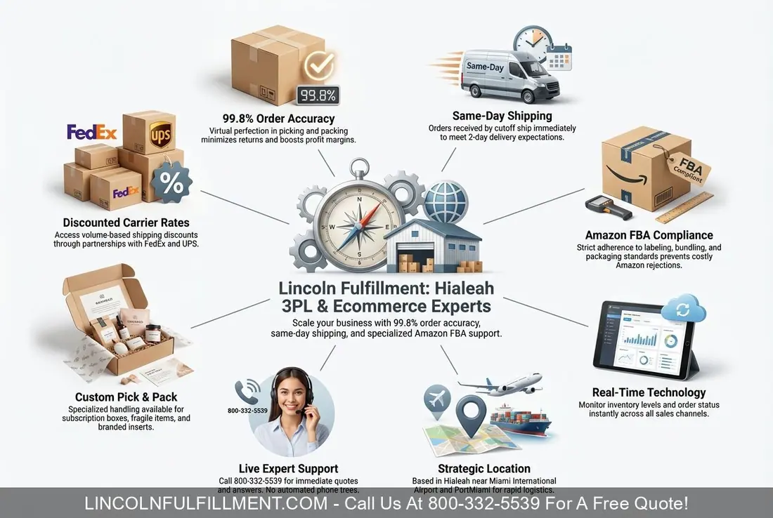 Ecommerce Fulfillment & 3PL Services in HIALEAH by Lincoln Fulfillment 800-332-5539