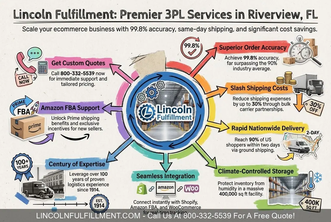 Ecommerce Fulfillment & 3PL Services in RIVERVIEW by Lincoln Fulfillment 800-332-5539