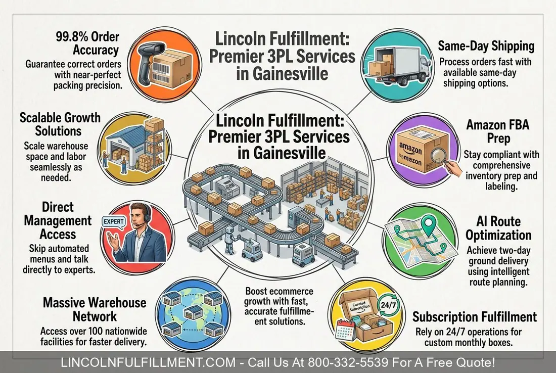GAINESVILLE FL - Ecommerce Fulfillment & 3PL Services by Lincoln Fulfillment 800-332-5539